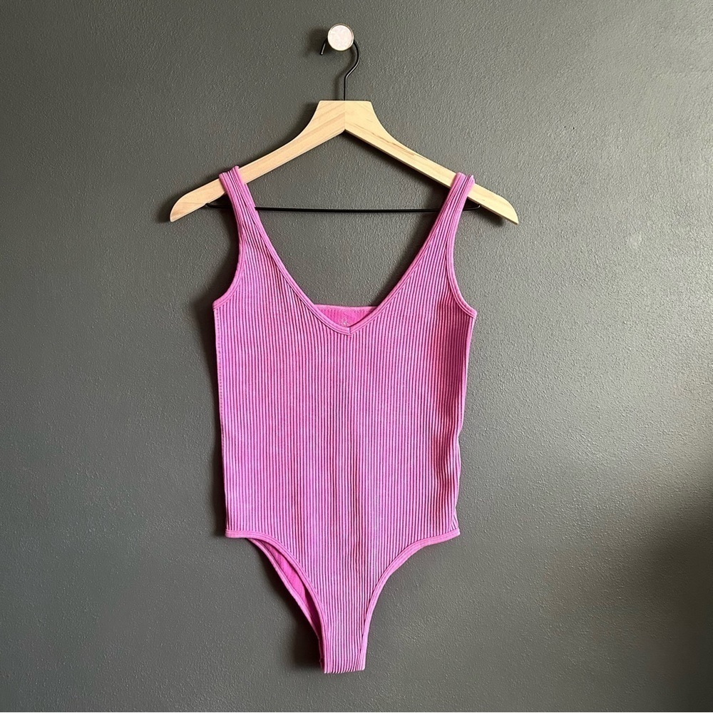 Aura Pink Ribbed Bodysuit